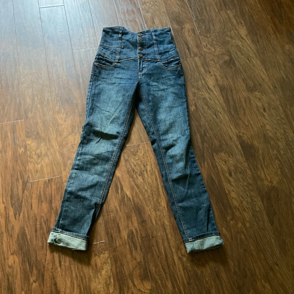 Super High Waist Straight Leg Denim Jeans